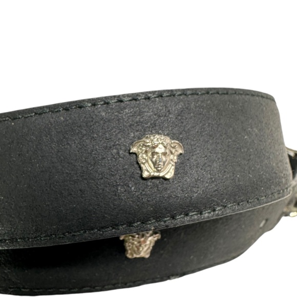 Genuine GIANNI VERSACE Black Leather Studded Medusa Unisex Belt Italy 34 main image 7